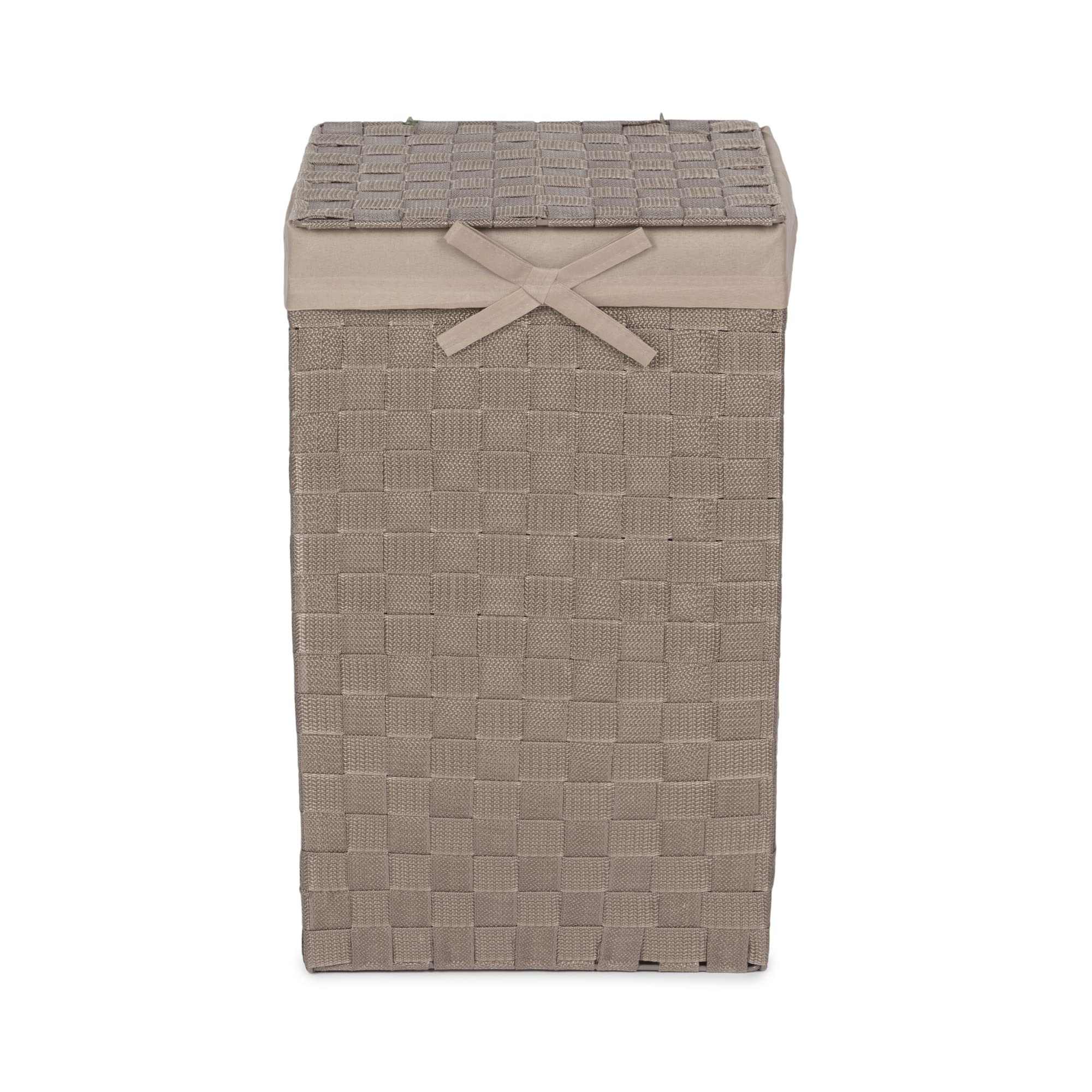 Compactor Tex Cesto Portabiancheria Quadrato Con Coperchio, Talpa, Tessuto Con Struttura In Metallo, Fodera In Lino Rimovibile, 30 x 30 x 50 cm, RAN6891