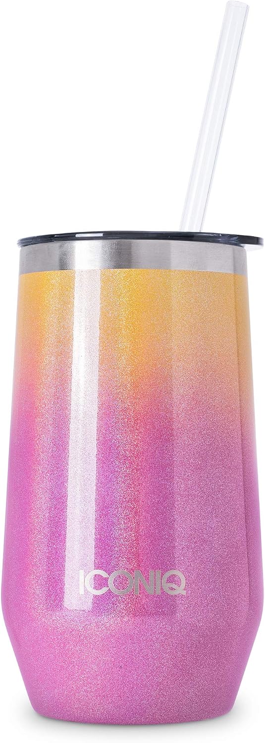 ICONIQ Cocktail Tumbler with Easy Sip Lid and Reusable Straw | 20 ounce | Sunset Shimmer
