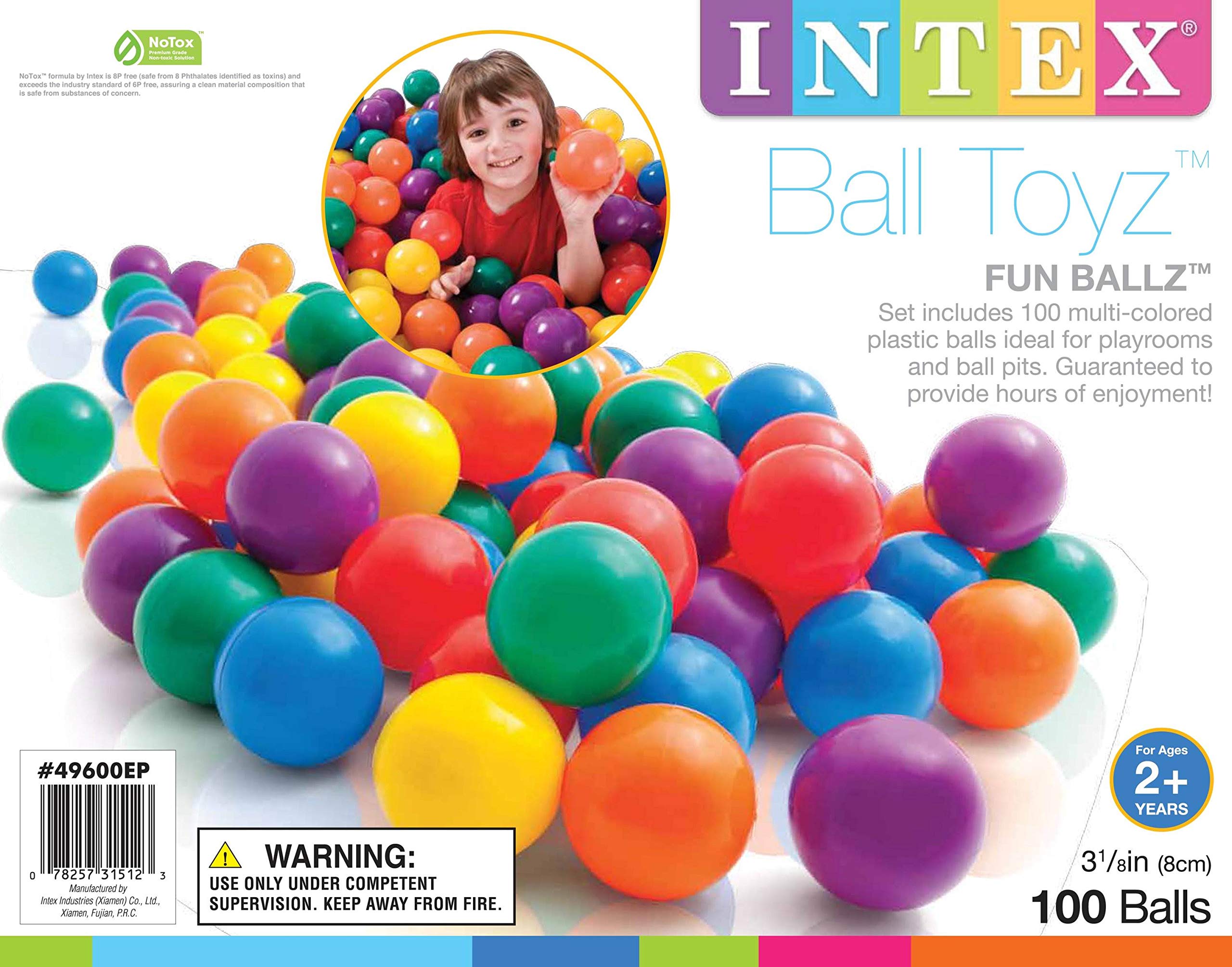 Intex Paquete de 100 bolas grandes de plástico multicolor para pozos de bolas (paquete de 4)
