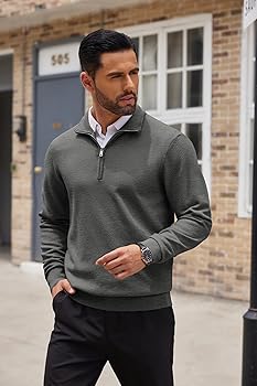 Amazon.com: COOFANDY Men's Quarter Zip Up Sweaters Slim Fit Casual Amazon.com: COOFANDY Men's Quarter Zip Up Sweaters Slim Fit Casual
