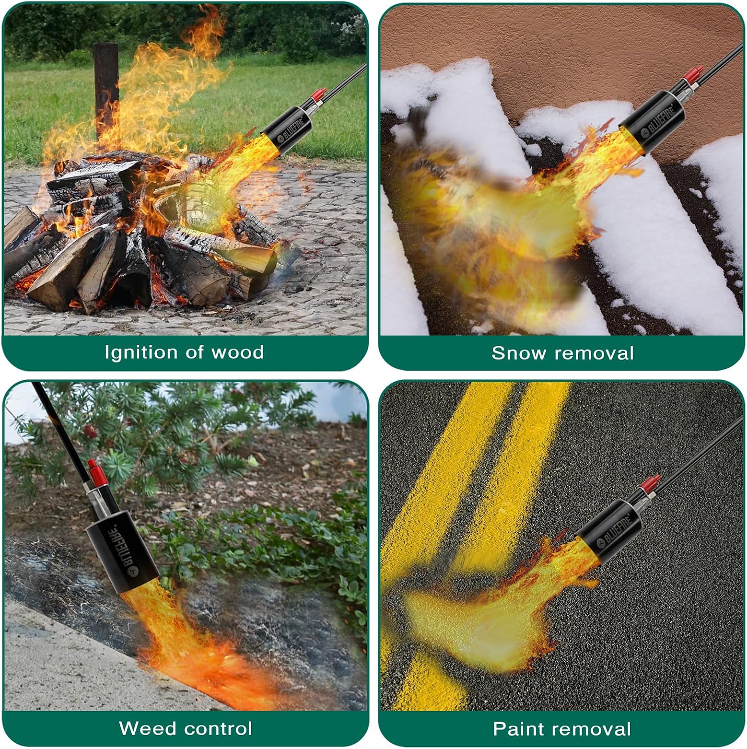 BLUEFIRE Weed Torch for Outside 150,000 BTU High Output Propane Torch Kit Sherem Weed Burner with 10ft Hose Heavy-Duty Flame Thrower Weed Burner Torch for Propane Tank Ice Snow Melt Roof Asphalt Road