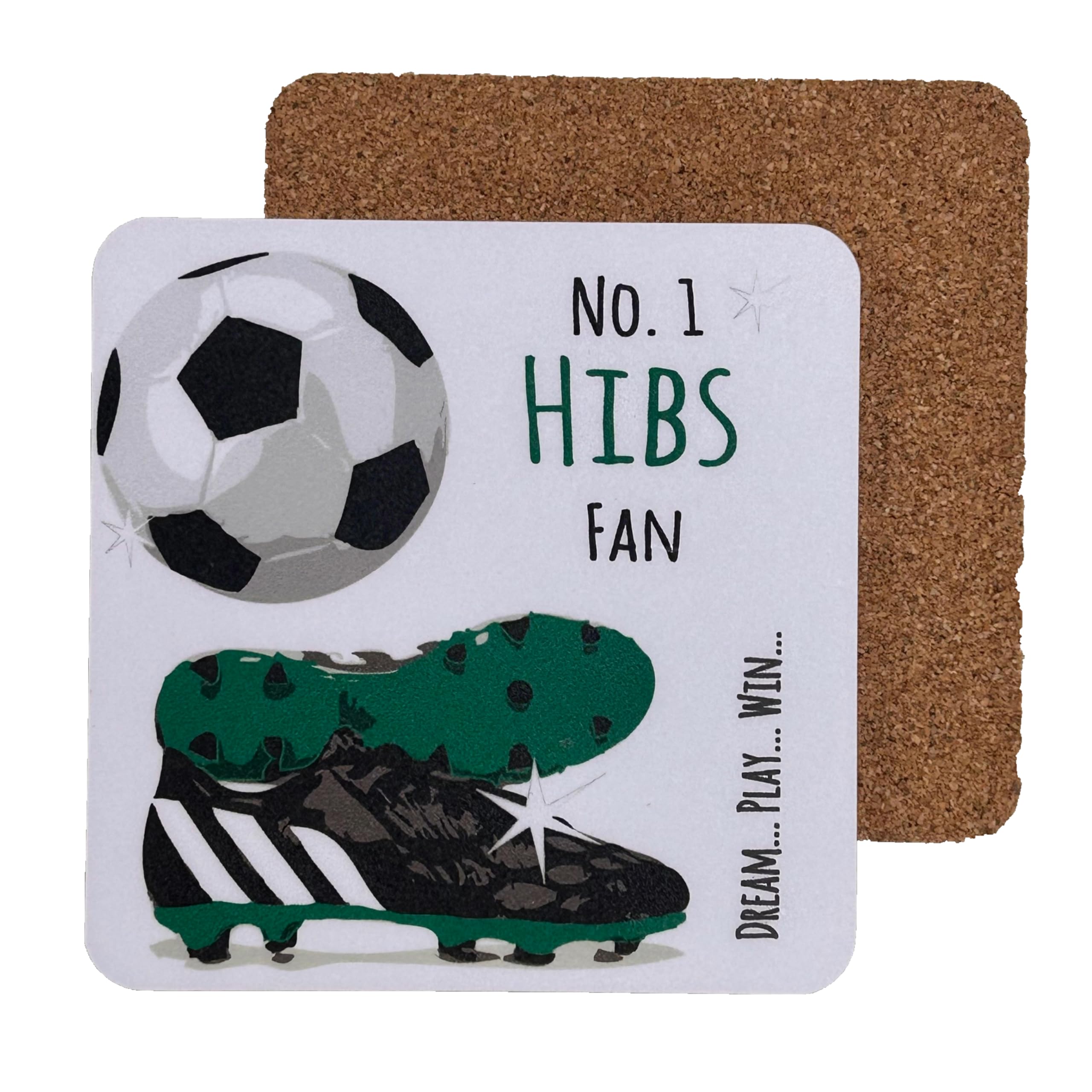 White Cotton Cards White Hibernian Hibs Fc Football Club Fan - Coaster Drink Mat - By Cotton Cards (C-Fn97)