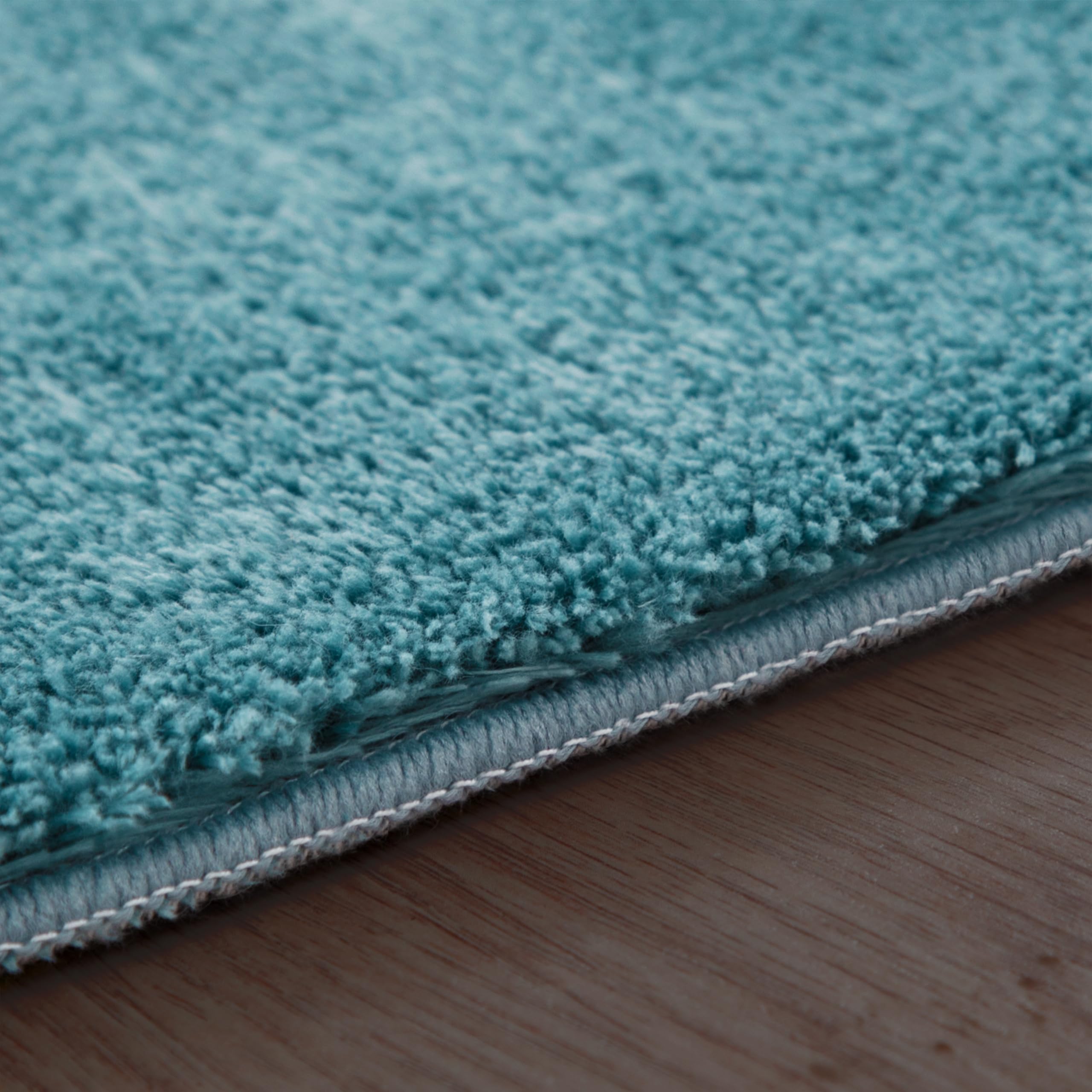 Paco Home Teppich Wohnzimmer Kurzflor Weich rutschfest Modern Einfarbiges Muster blau Türkis, Grösse:200 cm Rund