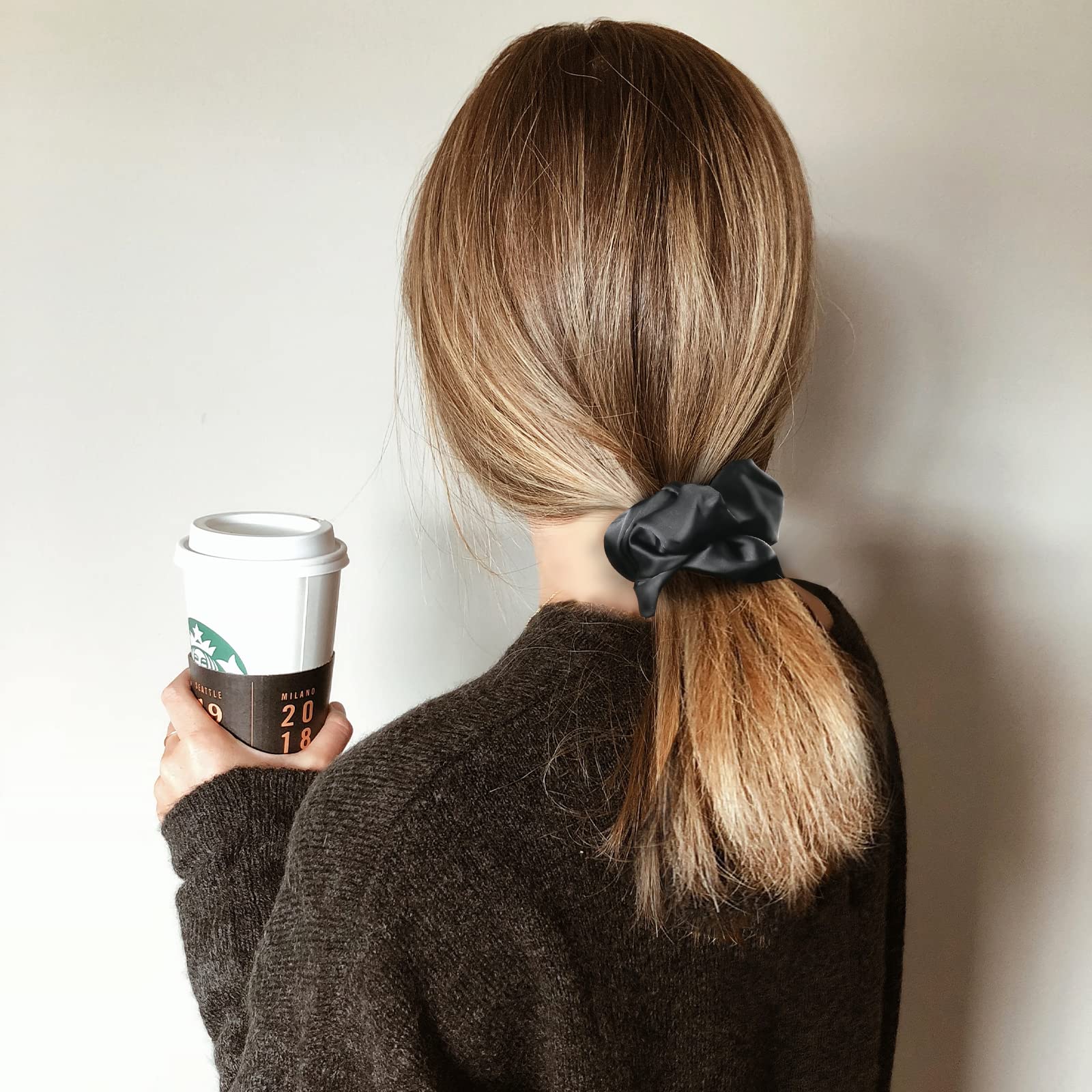 Lolalet Scrunchies for Women, Satin Hair Softer Than Silk Ties Sleep, Big Scrunchy Ponytail Holder with Elastic Bands Girls Thick Thin Curly -6 Pack, Style A: 6- Multicolor F 1 Count (Pack of 6)