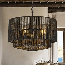 3-Light Modern Scandi Handmade Rattan Pendant Light Coastal Boho Brown