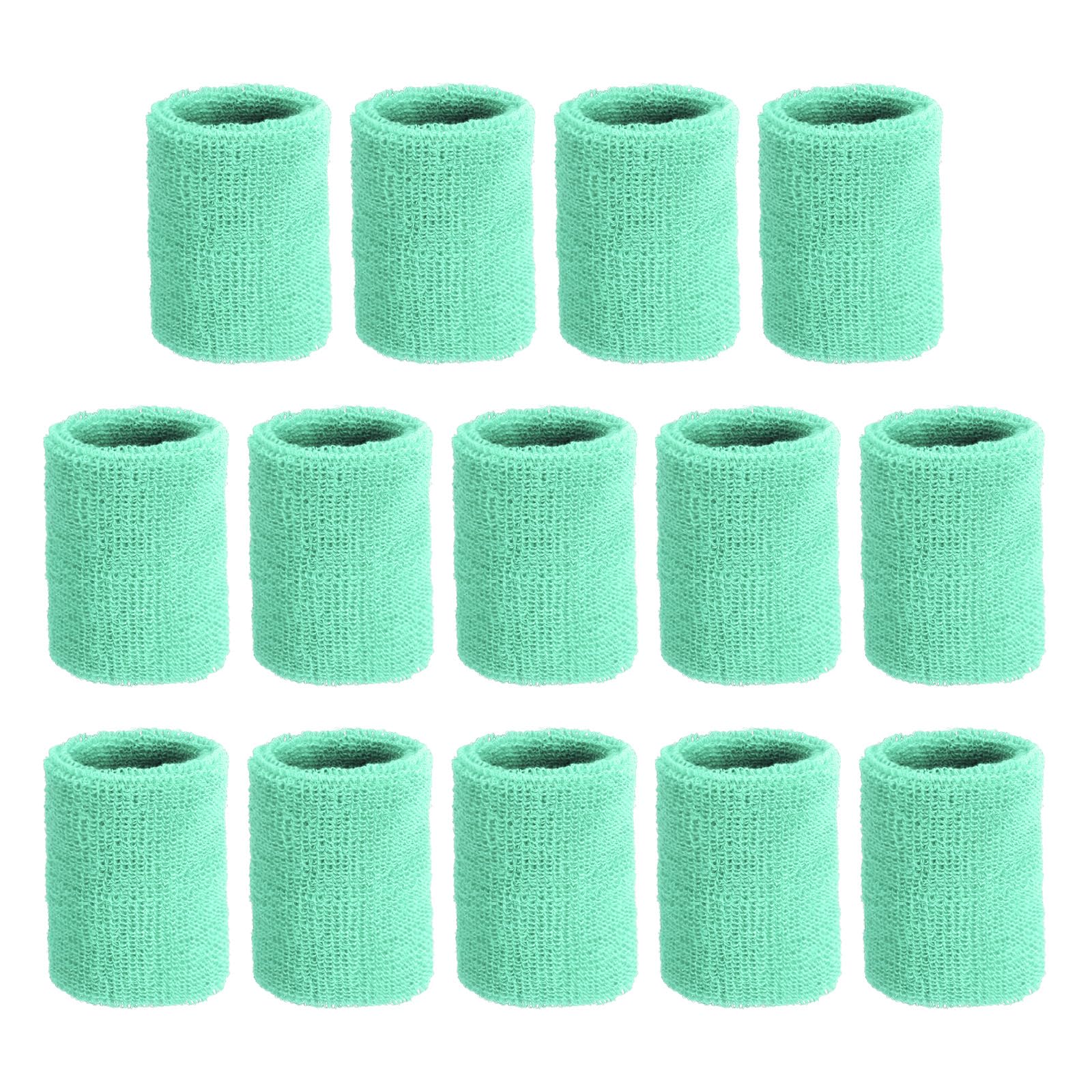 sourcing map Wrist Sweatbands Sports Wrist Bands Sweat for Men & Women Athletic Absorbent for Basketball Football Tennis Soccer Running Working Out Mint Green, Pack of 14 โ image 1