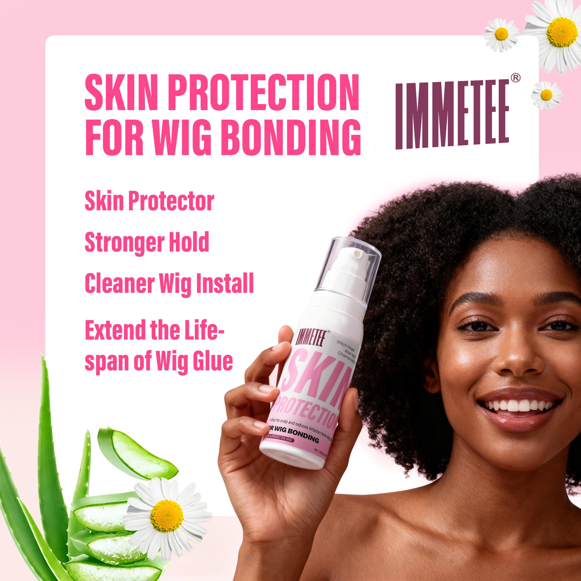 immetee Wig Bond Protección para la piel, pegamento para pelucas, protector del cuero cabelludo para pegamentos para pelucas de encaje y adhesivos capilares. 100 g/3,38 fl. oz.