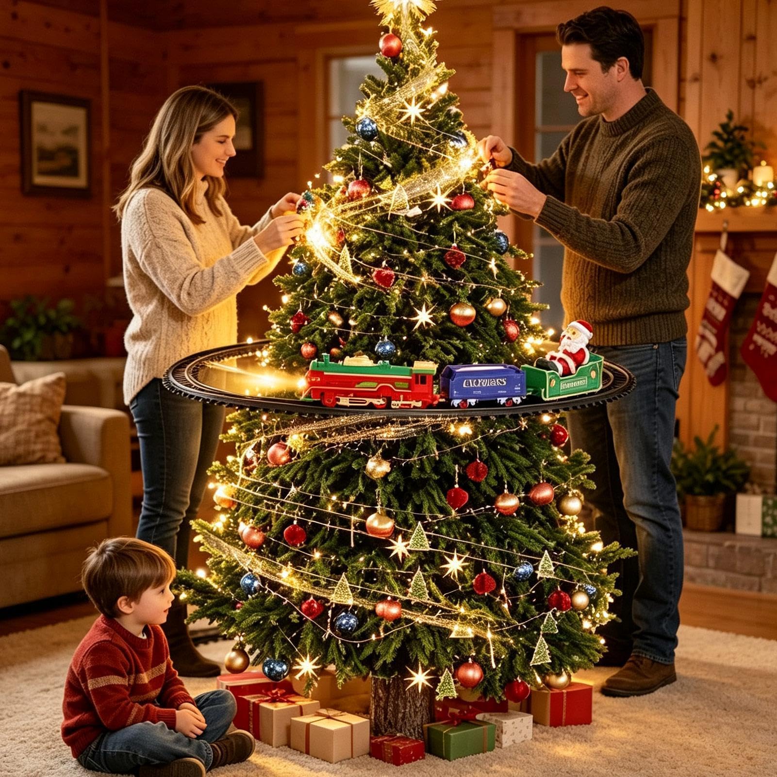 Generico Trenino Natalizio per Albero Con Luce Babbo Natale Piccoli Giochi