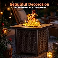Vista 4 de BALI OUTDOORS - Mesa para fogata de gas propano 32 pulgadas, 50,000 BTU, fogatas cuadradas de gas para exterior, color marrón