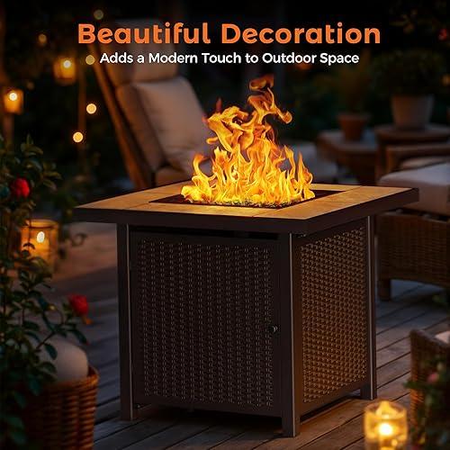 Miniatura 4 de BALI OUTDOORS - Mesa para fogata de gas propano 32 pulgadas, 50,000 BTU, fogatas cuadradas de gas para exterior, color marrón