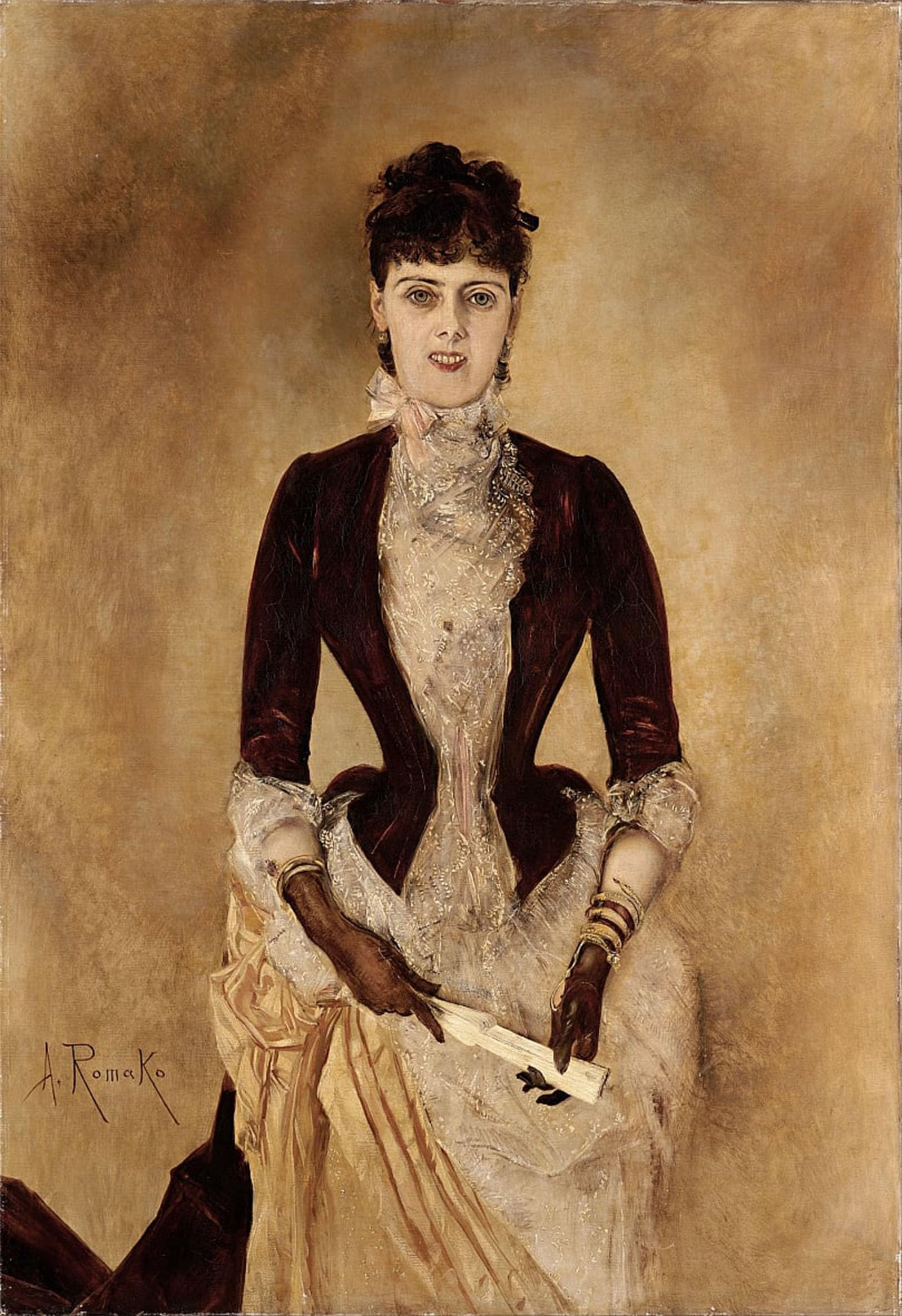 ARTXLXXBN Famous Painting Canvas Artwork Graffiti Print Portrait of Isabella Reisser by Anton Romako Portrait Canvas Image for Home Decor 60x90cm