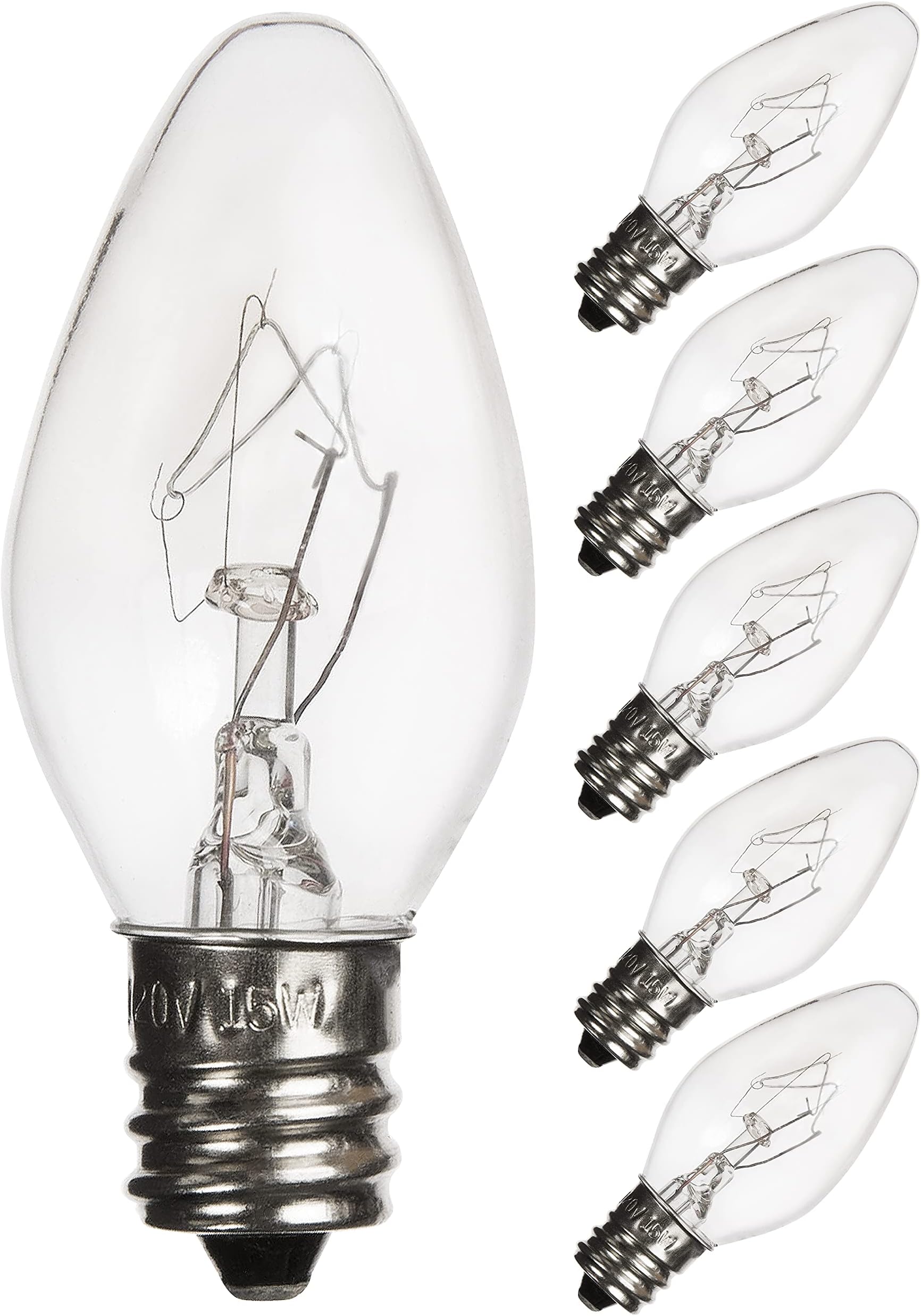 Salt Lamp Light Bulbs 15 Watt 6 Pack, Himalayan Salt Lamp Original Replacement Bulbs E12 Socket Long Lasting Incandescent Bulbs