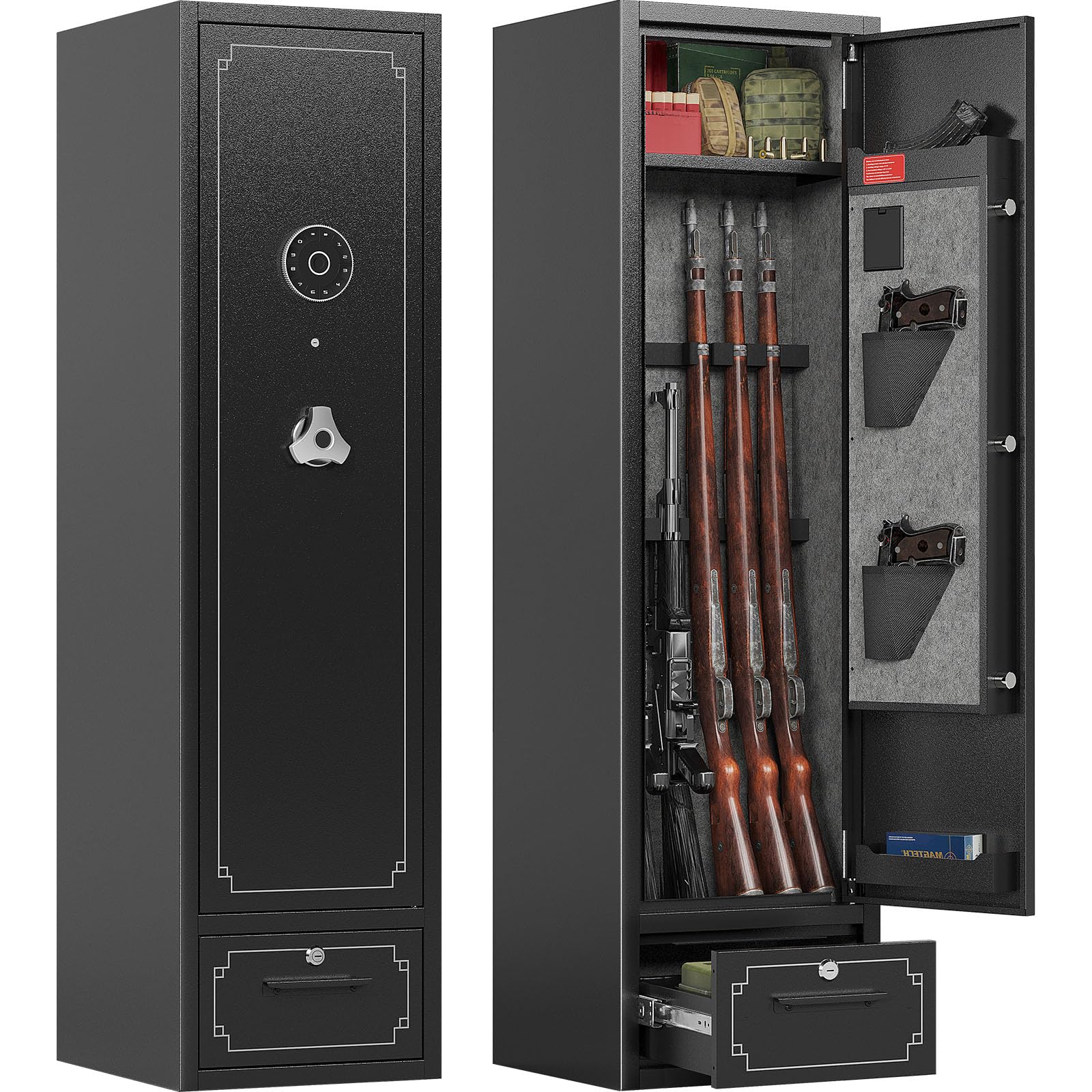 Xyvaly 8-10 Gun Safe with Drawer