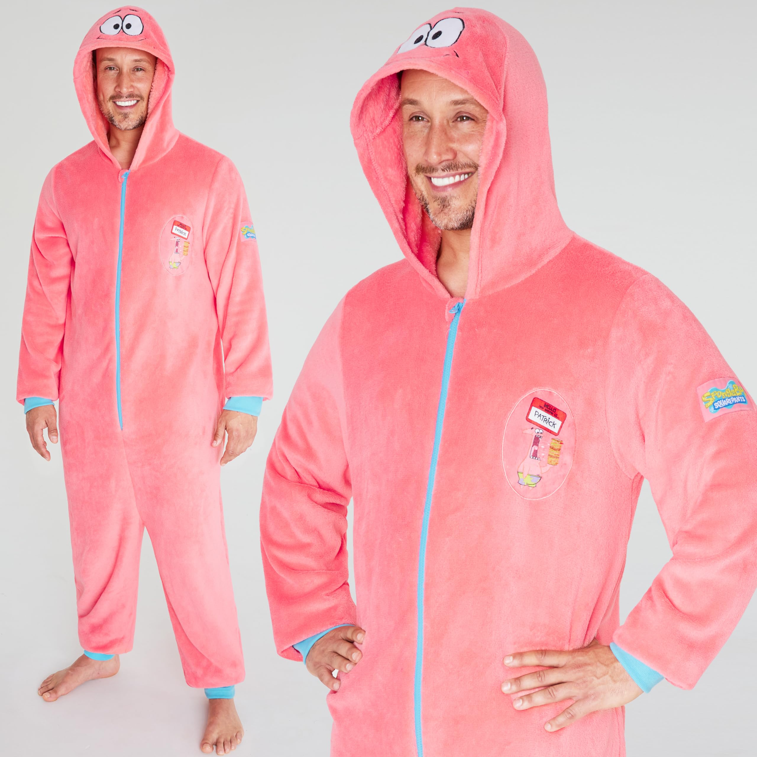 SPONGEBOB SQUAREPANTS Combinaison Pyjama Homme et Ado, S –3XL, Grenouillere Adulte à Capuche, Maison Loungewear