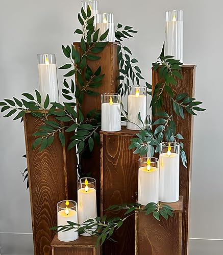 Miniatura 112 de NICEME Velas parpadeantes sin llama con temporizador de control remoto, velas LED de acrílico irrompibles a pilas con llama parpadeante mecha 3D