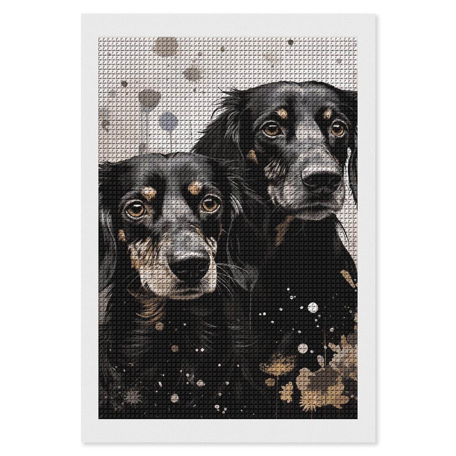 Black Dachshund Diamond Art Kits for Adults, DIY 5D Diamonds Painting Kits for Beginner, Round Full Drill Diamond Dots Painting, 8"x12" Diamonds Pictures Gem Art and Crafts Wall Decor
