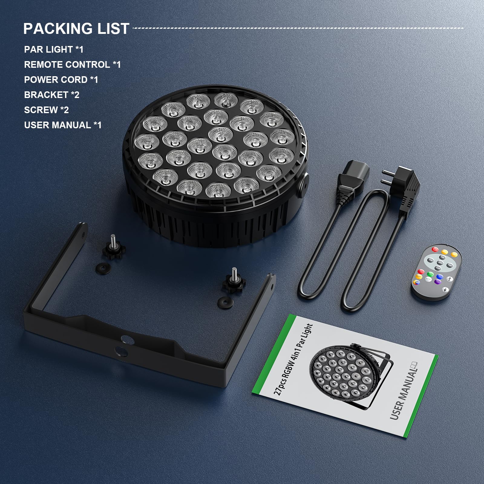 2PCS 216W Par LED Luci Palcoscenico, 27 x 8W RGBW Discoteca DJ Faretti DMX 4/8CH Alta Luminosità Luce Fari LED con Telecomando per Festa Party Bar Teatro Natale