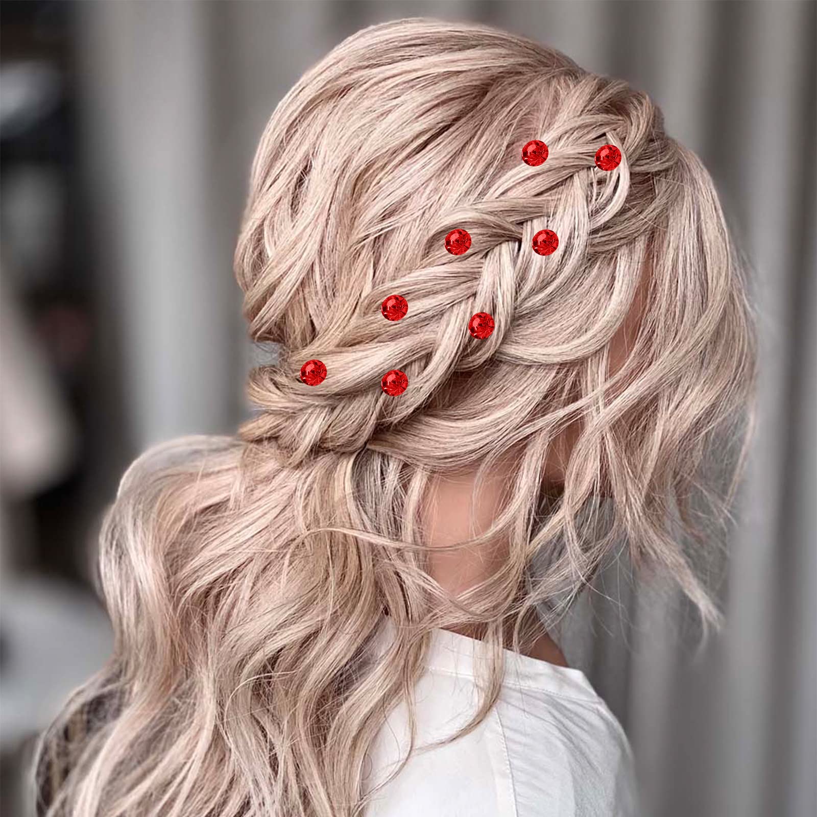 2 fermagli per capelli con strass rossi, stile coreano, forcine