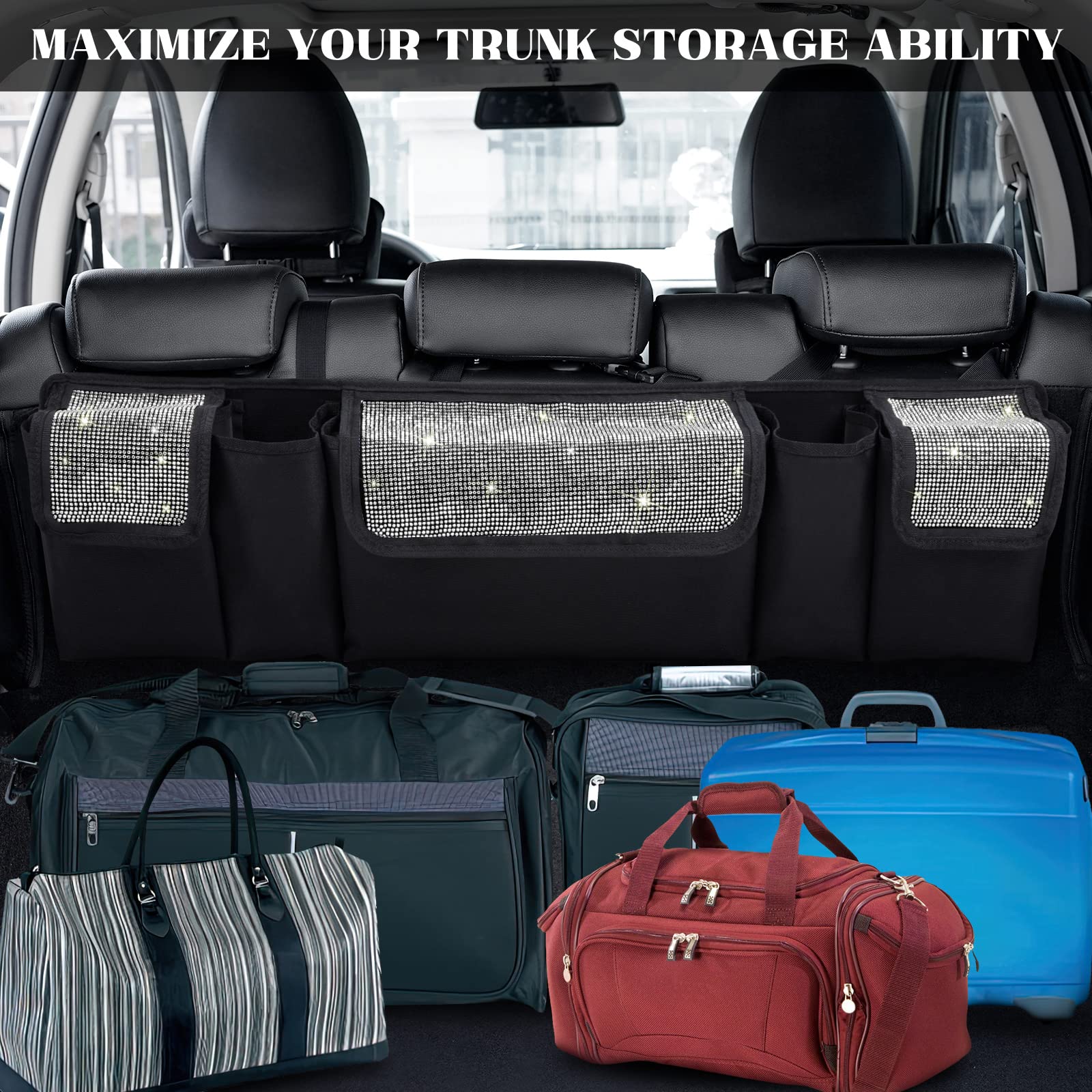 WHLXQ Organizador De Maletero De Coche Para Renault Austral E-Tech Hybrid, Impermeable Plegable Almacenamiento Bolsa Gran Capacidad Accesorios Coche, Black-S