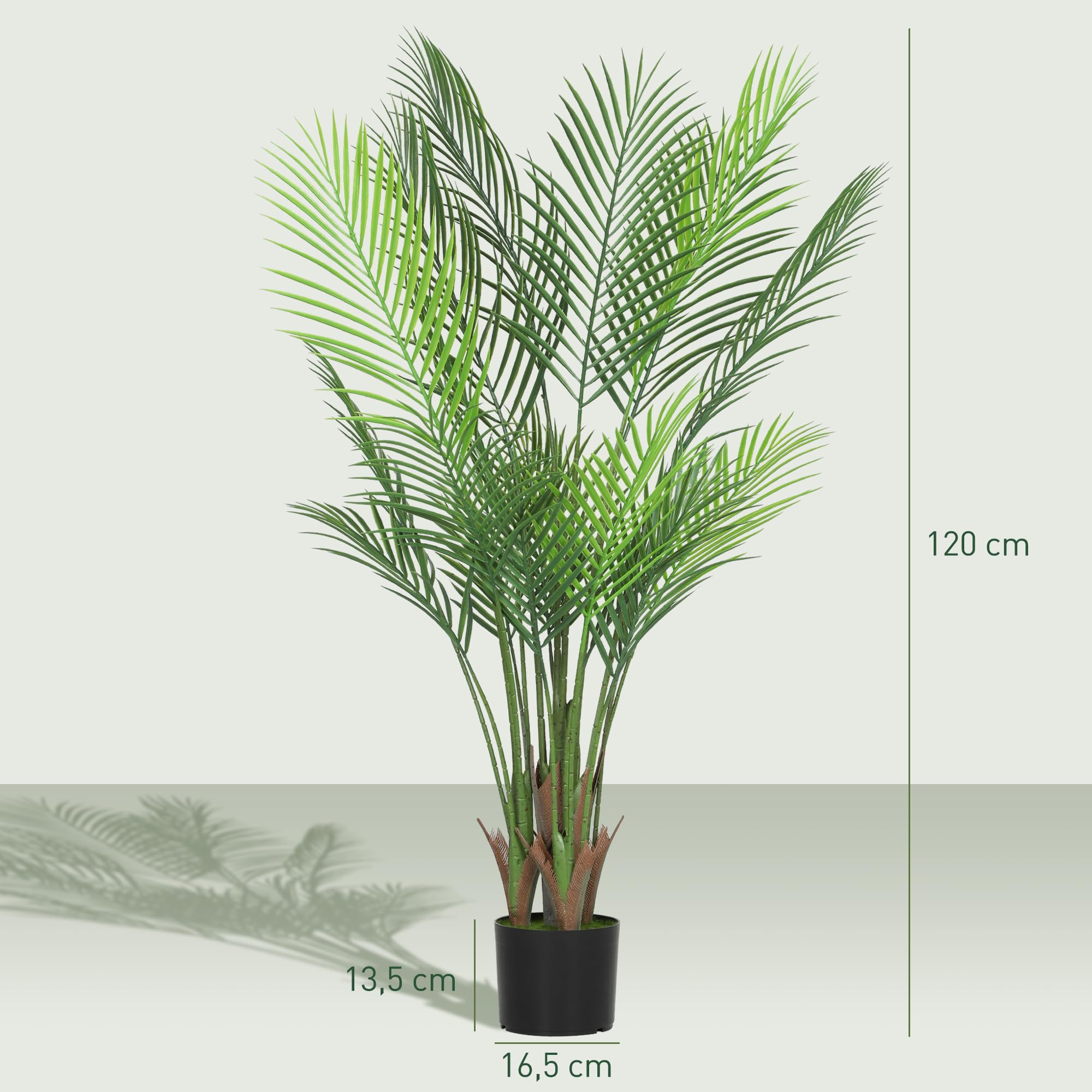 HOMCOM Plante Artificielle intérieure 120 cm, Palmier Arbre Artificiel avec Flocage et Pot en Plastique, Fausse Plante décoration pour Maison, Salon, Bureau, Chambre, Vert