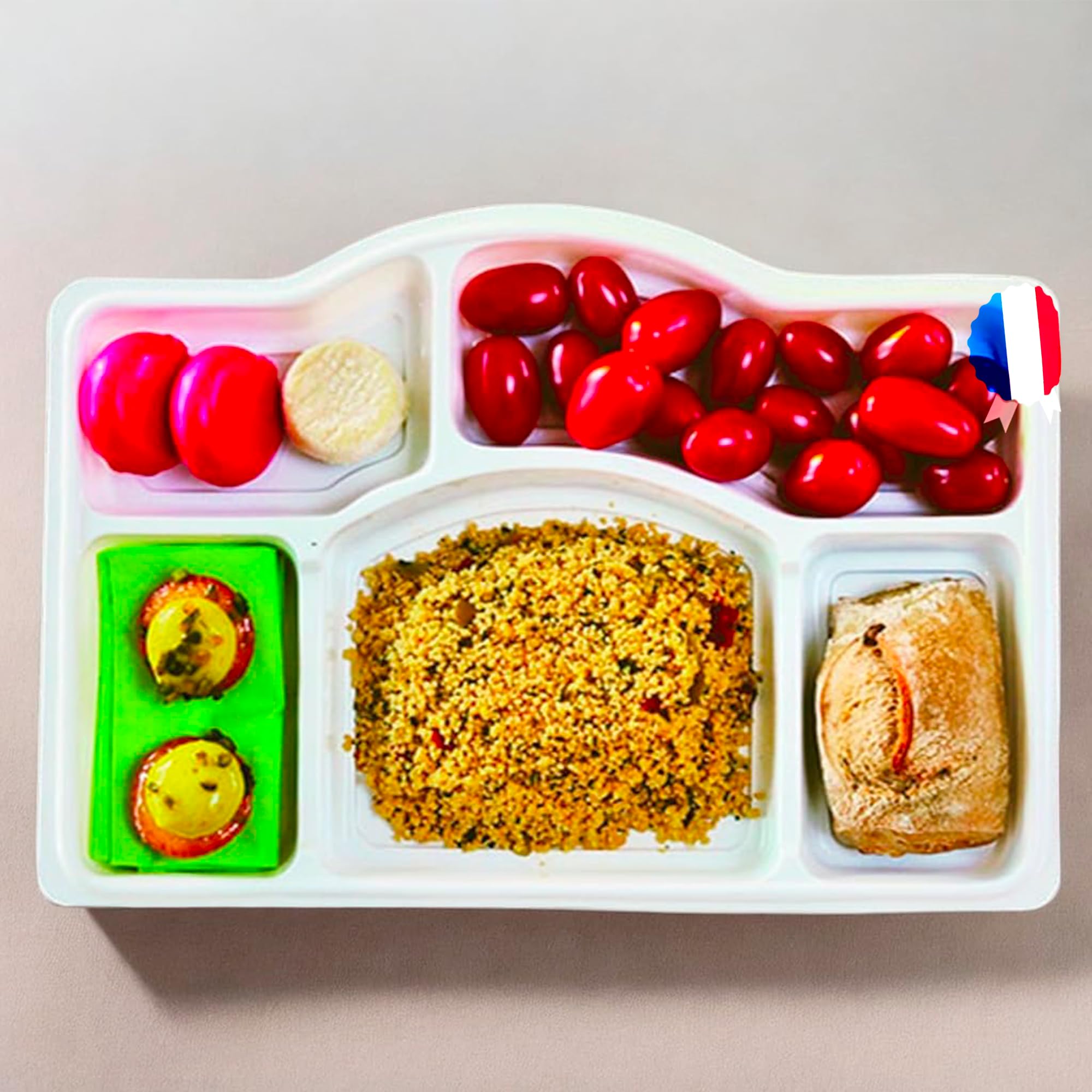Table'Colors 200 Plateaux repas 5 compartiments - Sans Couvercle - Plateau de service - Aperitif - Traiteur - Assiette - Fabriqué en France - Réutilisables - Pour Tous Repas