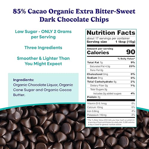 Miniatura 2 de Pascha Chips de chocolate orgánico amargo dulce oscuro 85% - Caja de 6-8.8 onzas
