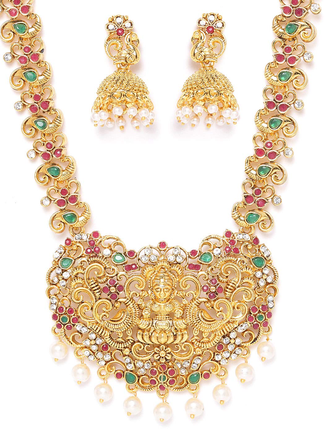 See full amazon price history chart for ZAVERI PEARLS Pink & Green Stones Goddess Laxmi Temple & Peacock Necklace & Earring Set For Women-ZPFK9549 ZAVERI PEARLS Pink & Green Stones Goddess Laxmi Temple & Peacock Necklace & Earring Set For Women-ZPFK9549 (B08G554QKQ) Amazon Price History, Amazon Price Tracker