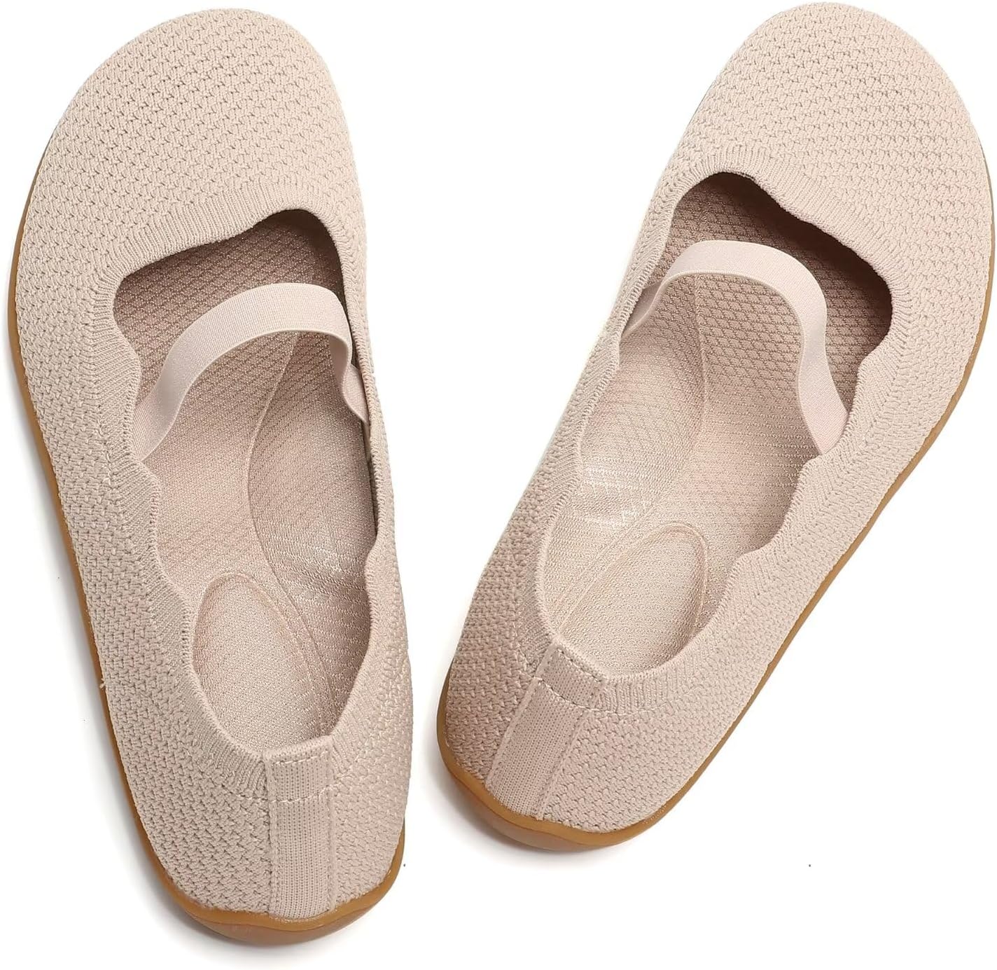 Women's Wide Toe Box Flats Knit Mary Jane Ballet Flats Wide Width Walking Dressy Shoes with Arch Support Comfortable - Image 5