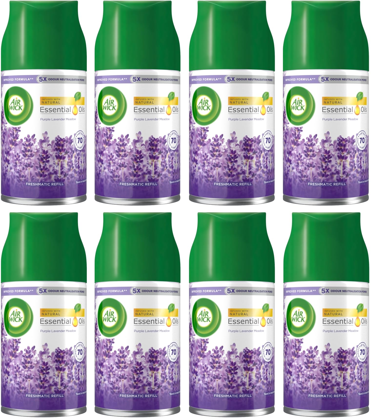 Air Wick Freshmatic Max Purple Lavender Meadow Ricarica automatica, 8 x 250 ml