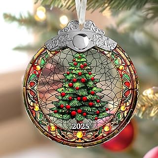 Christmas Tree Ornaments - 2025 Glass Fairy Ornament, Unique Stained Gla...