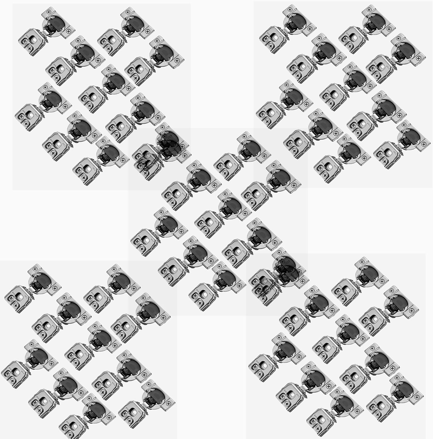 Soft Close 1-1/4" Overlay Cabinet Hinge Cabinet Kitchen Hardware Kitchen Cabinet Door Hinges with Screws 105 Degree 6 Ways 3 Cam Adjustment