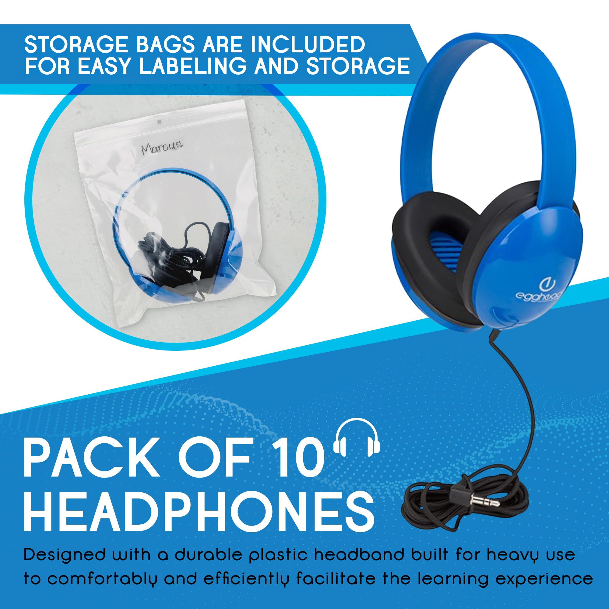 Heavy-Duty Kids' Headphone w/Tangle-Free Fabric Cord