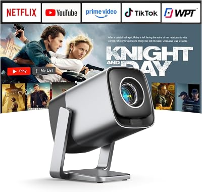 Smart Mini Beamer 4K kompatibel mit Netflix & Dolby Audio, XuanPad 28000 Lumen Beamer mit TOF Autofokus & Trapezkorrektur, WiFi6 & Bluetooth, 210° Heimkino/Outdoor Silver Projektor für Handy/PC