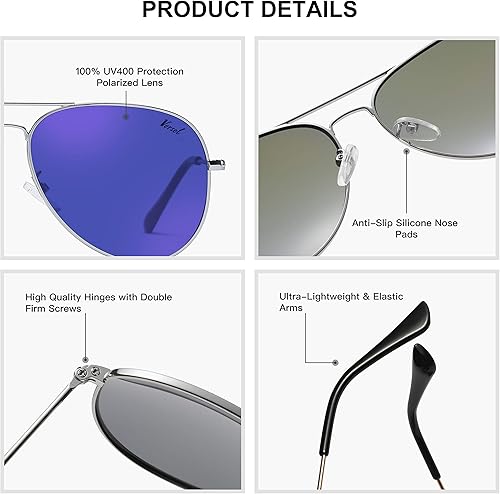 Miniatura 4 de Aviador para hombres y mujeres con protección UV400, lentes de sol polarizados ligeros de aviador
