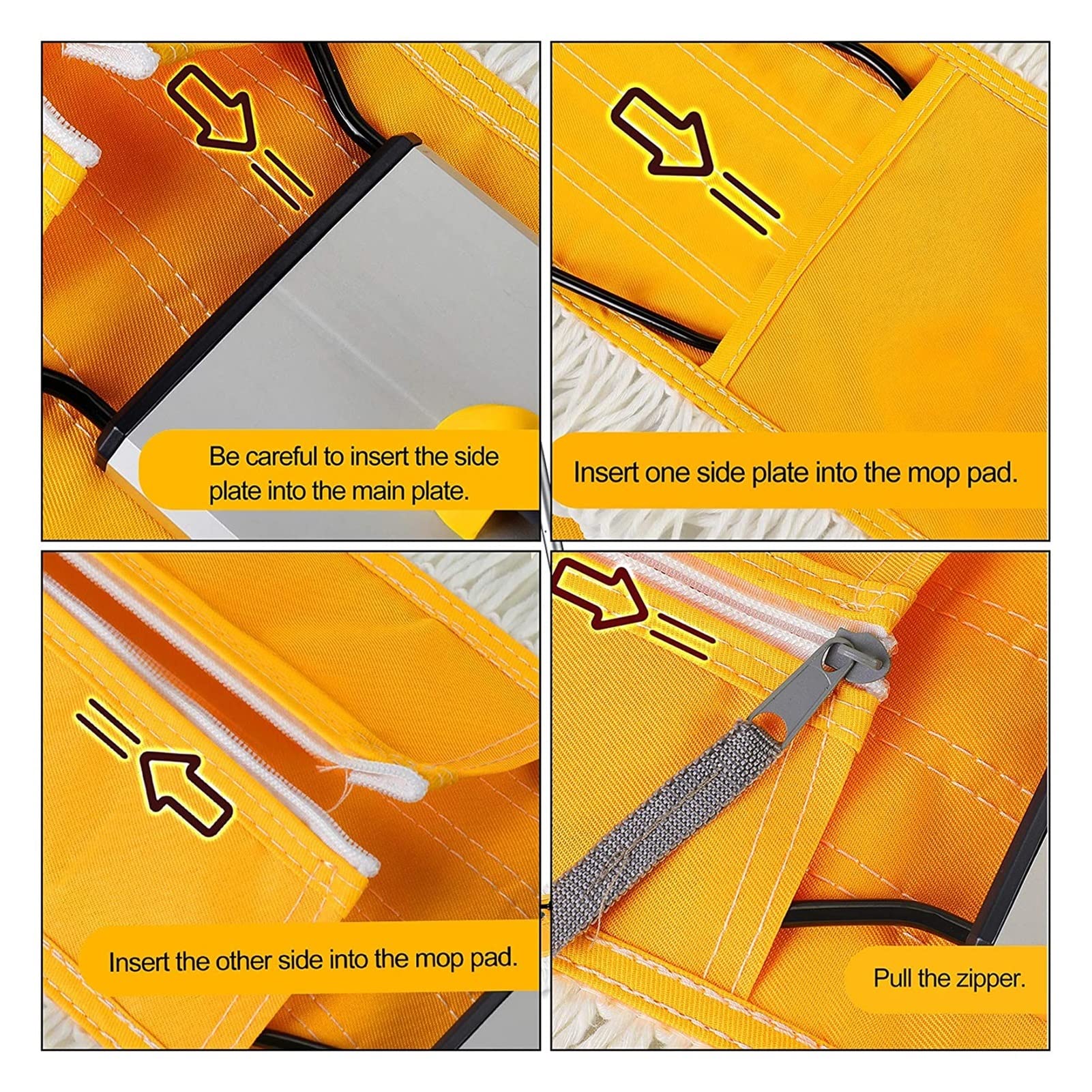 Gewerbliche industrielle Baumwolle-MOP-Boden-MOP-MOP 59-Zoll-Teleskopgriff mit 2 Mikrofaser-Polyester-Pads for Büro Hand drücken Kehrspergen (Color : Yellow)