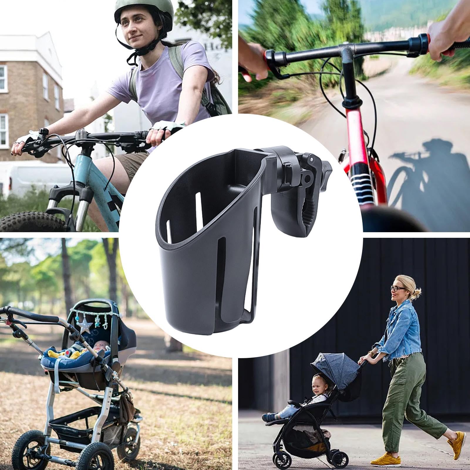 Maciun Portavasos para cochecito, soporte para botellas de cochecito, soportes para bebidas para cochecito, portavasos giratorio y soporte para botellas para carros, andadores y bicicletas