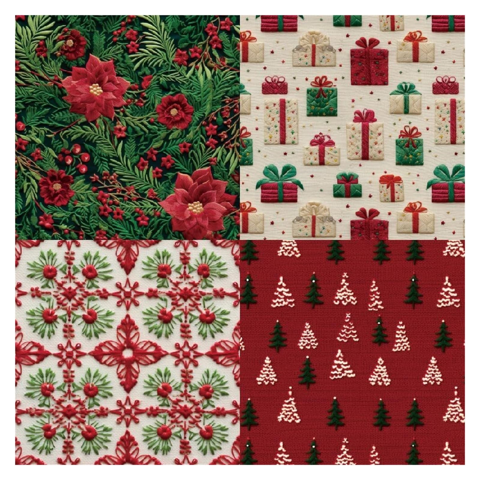 Tło albumu, blok do scrapbookingu, 24 arkusze 6"x6", faktura tkaniny, wydruki świąteczne, jednostronne, 160 g/m2, na święta