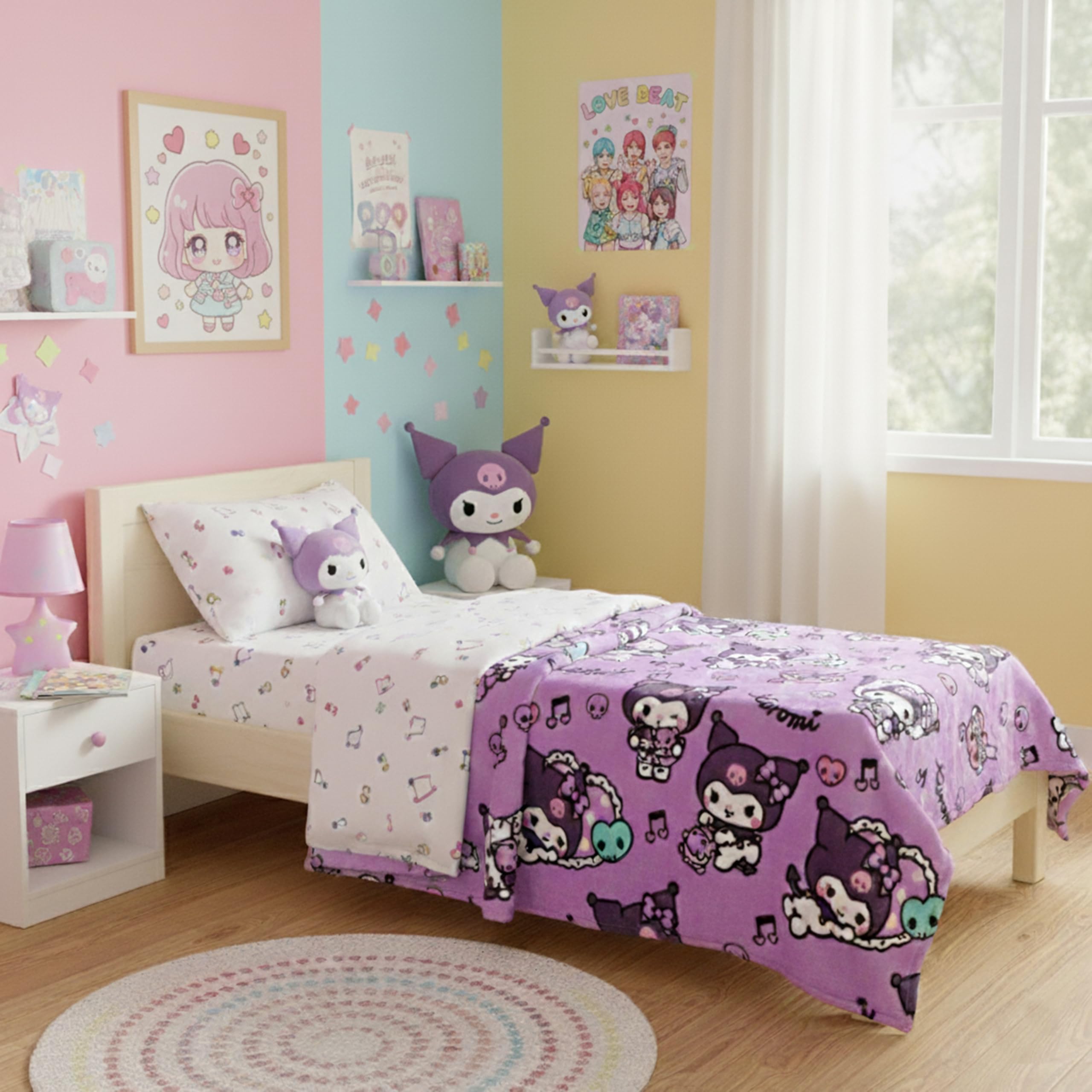 Kanguru - Soffice Plaid Divano in Pile Kuromi, 130x170 cm, Coperta Pile Microfibra Kawaii per Bambina o Donna, Idea Regalo Divertente Natale Compleanno, per Casa, Divano, Letto, Cameretta, Viola