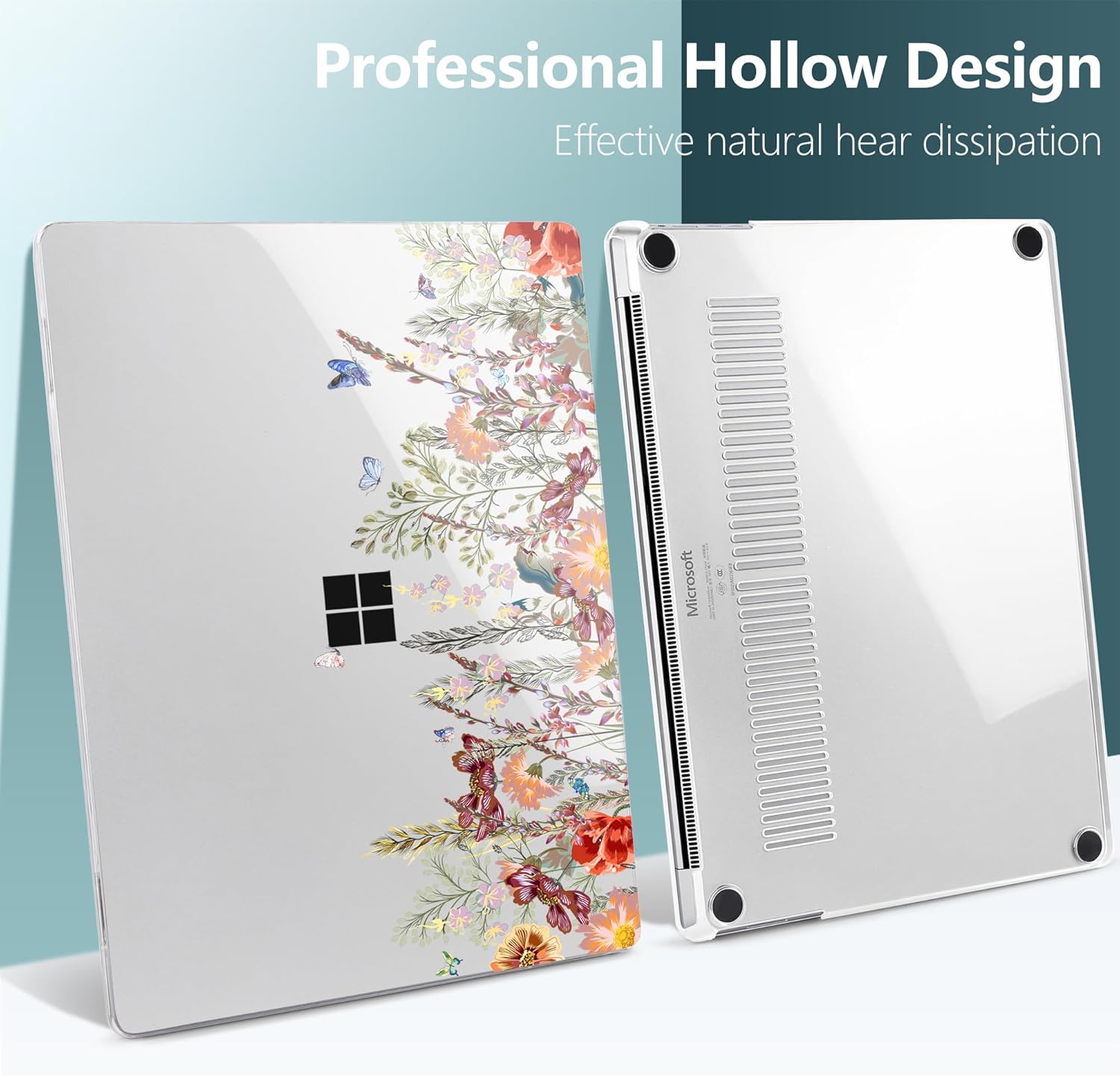 DONGKE Case for Microsoft Surface Laptop (2024), Windows 11 Copilot+ PC, 13.8 Inch Touchscreen Display, Protective Plastic Hard Shell Case with Keyboard Cover & Screen Protector - Floral Illustration image 6 of 8 B0DKHM95MH