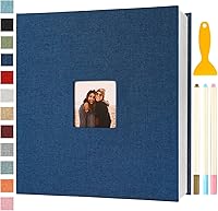 Vista 21 de Álbum de fotos autoadhesivas, álbumes de recortes, álbumes de fotos magnéticos para fotos de 4 x 6, 5 x 7, 8 x 10, páginas adhesivas para bebé, Azul