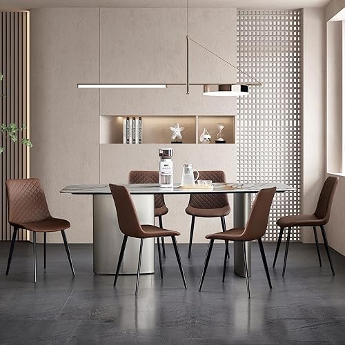 Miniatura 8 de seonyou Juego de 6 sillas de comedor de cuero, sillas de cocina y comedor marrones, sillas de cocina modernas de piel sintética Marrón,Beige,Negro
