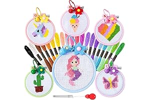 Chuangdi 6 Sets Cross Stitch Kits for Kids Ages 5-8