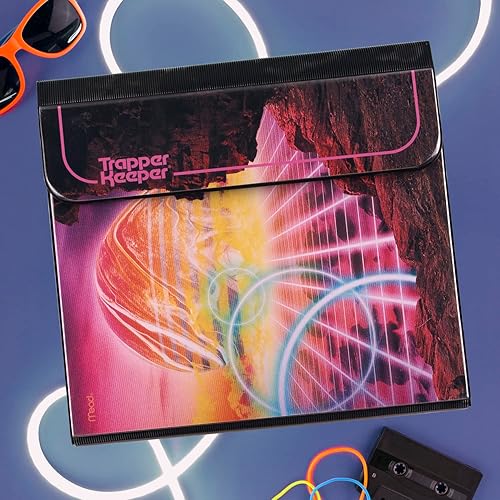 Miniatura 8 de Anotador Mead Trapper Keeper, diseño retro, archivo de 1 pulgada con carpetas y bolsillos, para papel de 21,6 cm x 27,9 cm, brillante (260038FM-ECM)