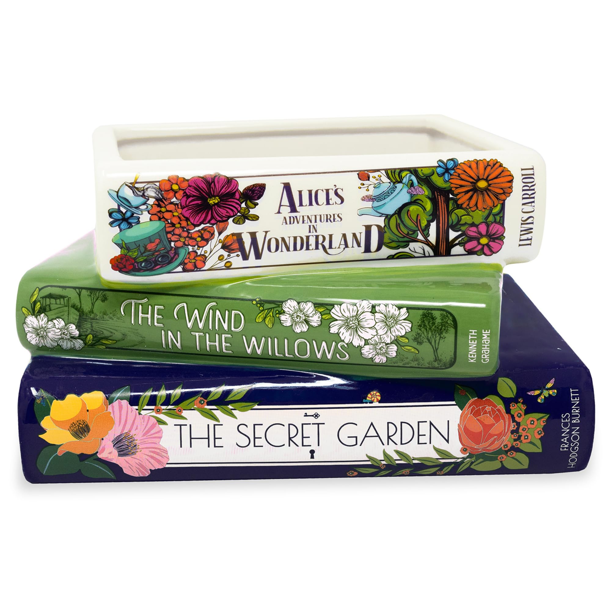 Steel Mill & Co Original Small Book-Shaped Decorative Planter, Ceramic Planter for Home Decor, Cute Bookshelf Accent, Unique Planter for Book Lovers,