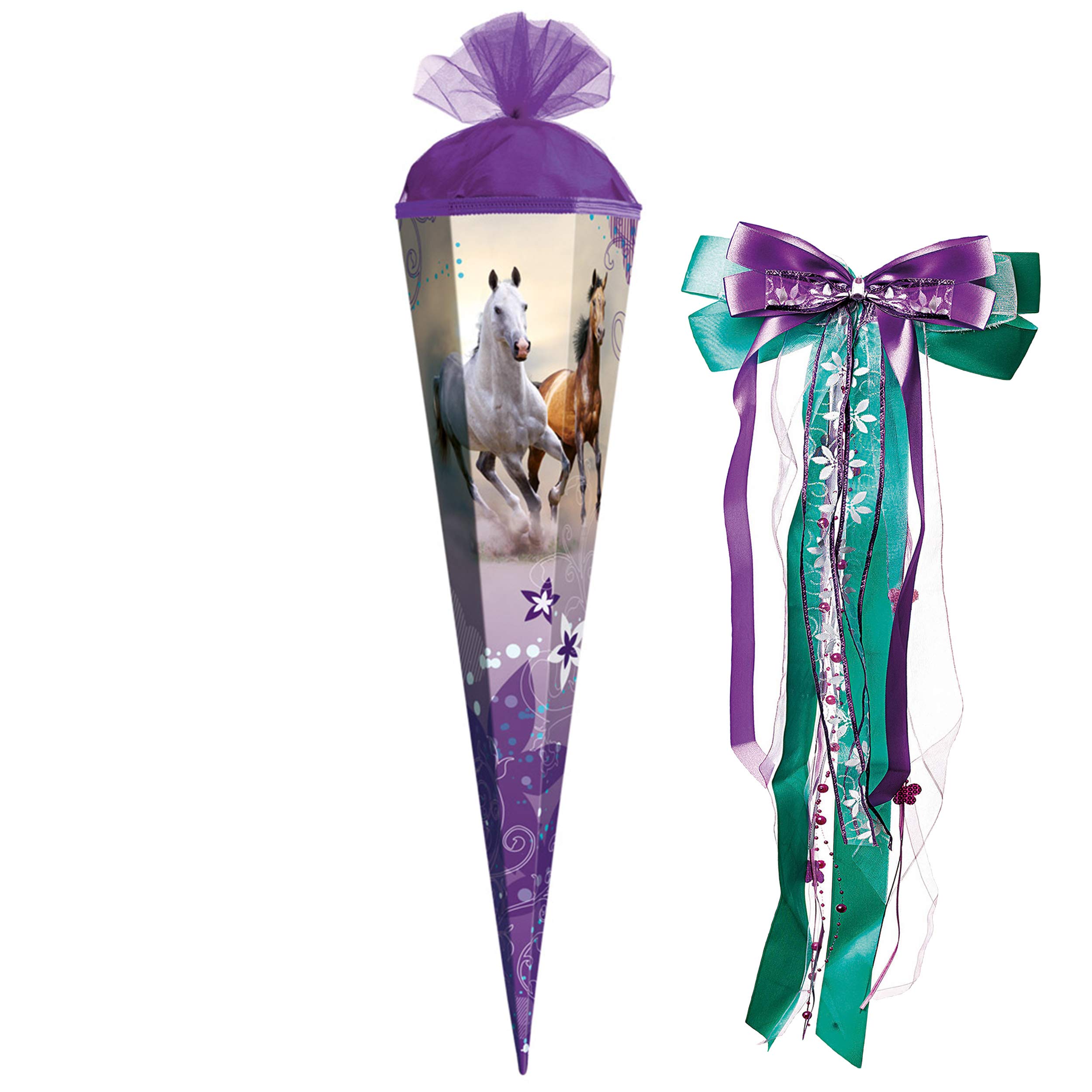 Stabile Durchsichtige Kunststoff-Spitze Für Schultüten – Passend Für Pferde- & Blumen-Motiv In 22–85 Cm, Mit Oder Ohne Holzspitze