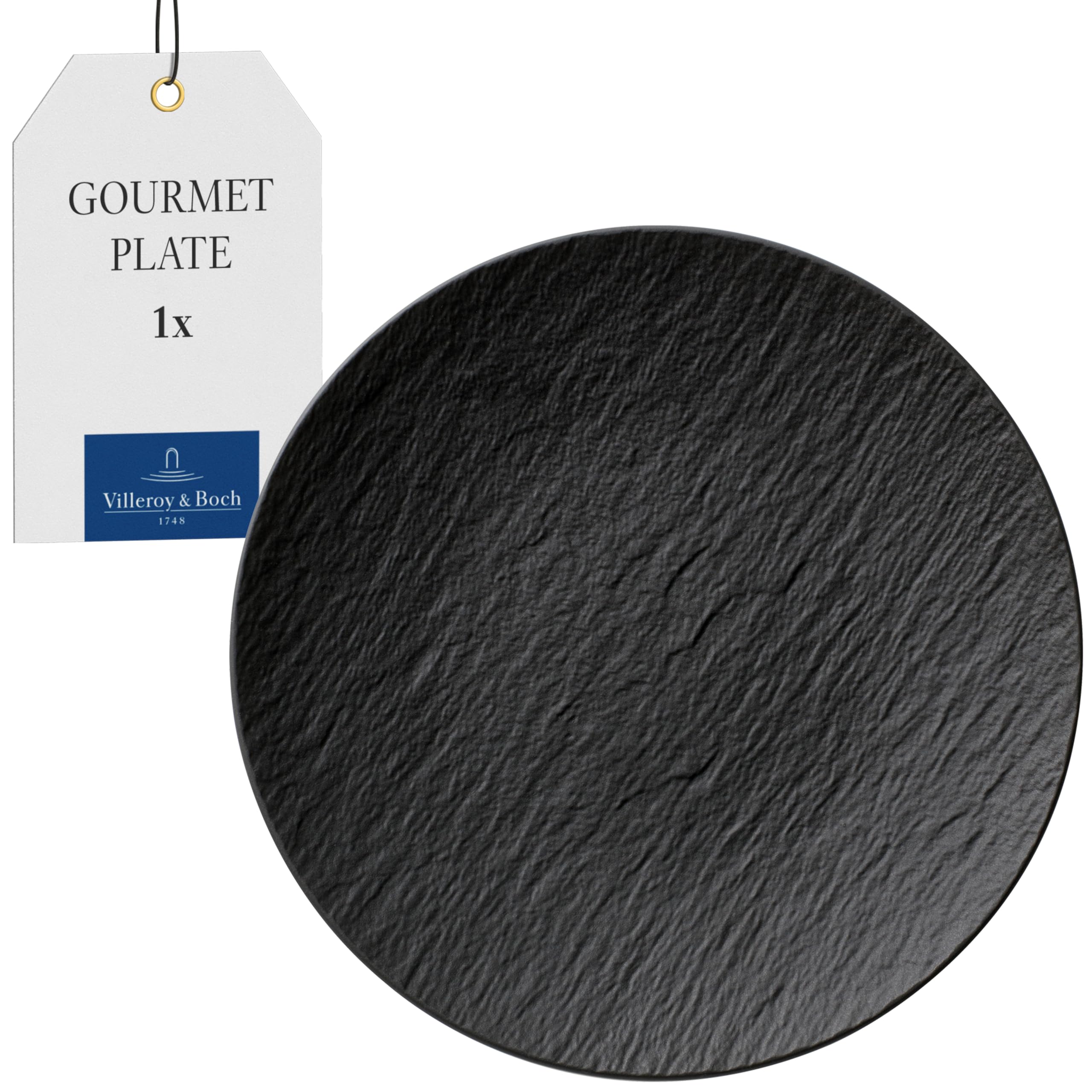 10-4239-2630 Manufacture Rock Plate, 25 cm, Premium Porcelain, Grey, Black