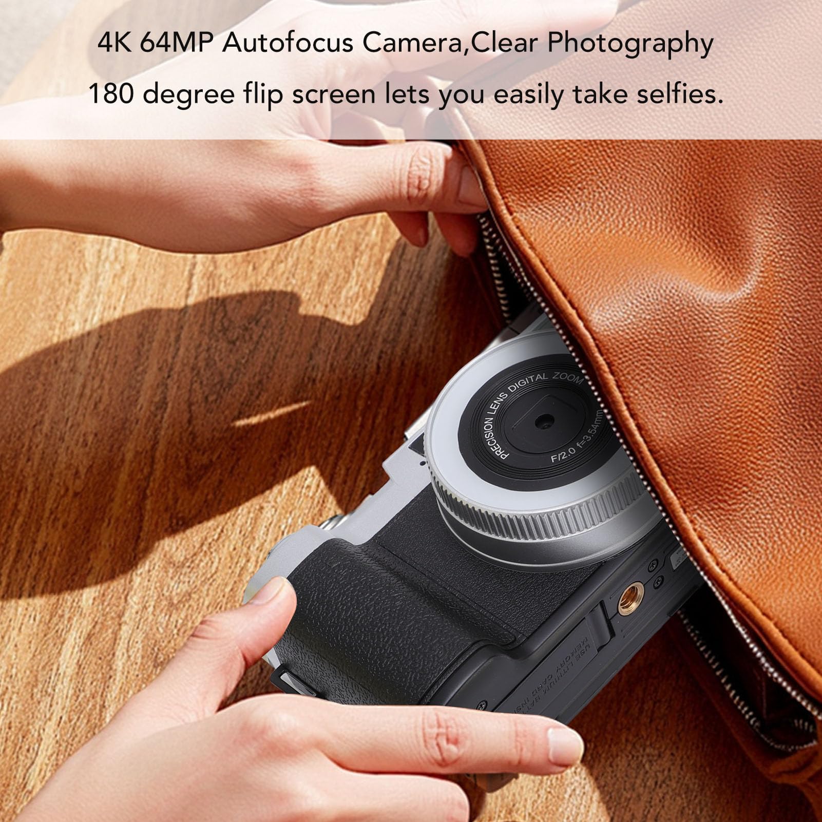 CCYLEZ 64MP 4K Aparat Cyfrowy do Fotografii, Autofokus Kamera z Ekranem 2,8 Cala, 16 Filtrów 8 Trybów Sceny, Travel Camara dla Fotografii (BLACK)