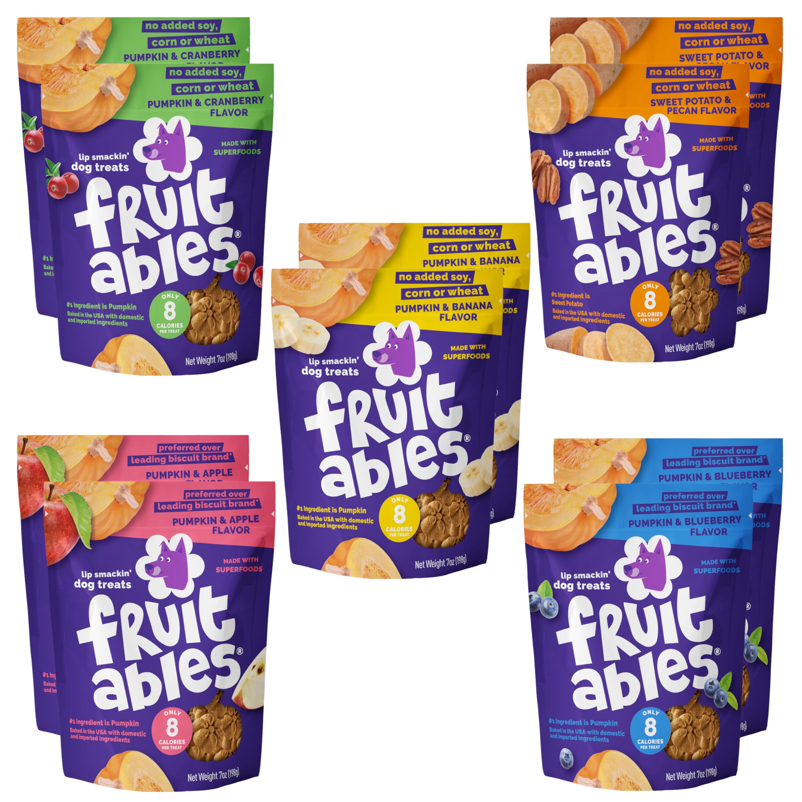 Fruitables Baked Pumpkin Dog Treats – Healthy Low-Calorie, Wheat-Free, Corn-Free, Soy-Free – Sweet Potato Training Treats for Dogs, 7 oz (10 Pack)