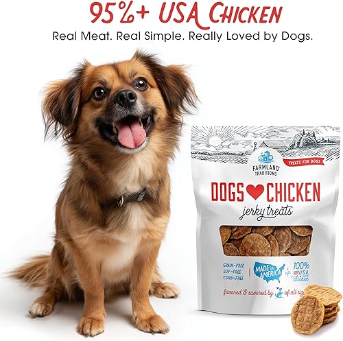 Miniatura 2 de Farmland Traditions Dogs Love Chicken Jerky Dog Treats with Only 3 Ingredients and No Fillers, 1 Pound Bag (Pack of 2)