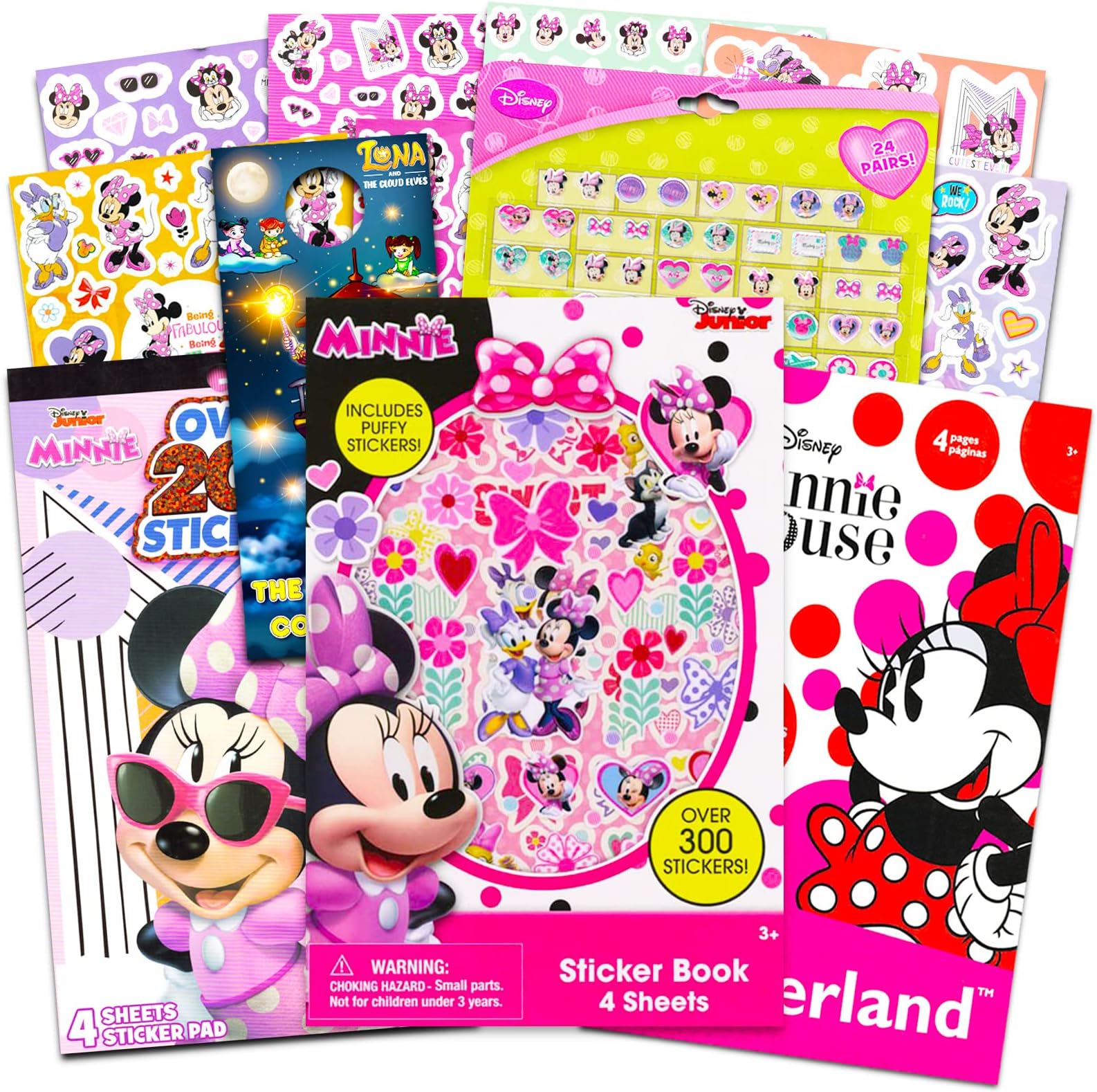 Disney Minnie Mouse Stickers Ultimate Set ~ Minnie Sticker Bundle with Over 800 Stickers Featuring Minnie and Daisy Plus Sticker Earrings and More (Minnie Mouse Party Favors)